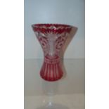 Cut crystal vase cranberry glass