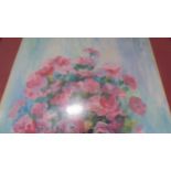 Begonias and rose oil painting painted by mouth