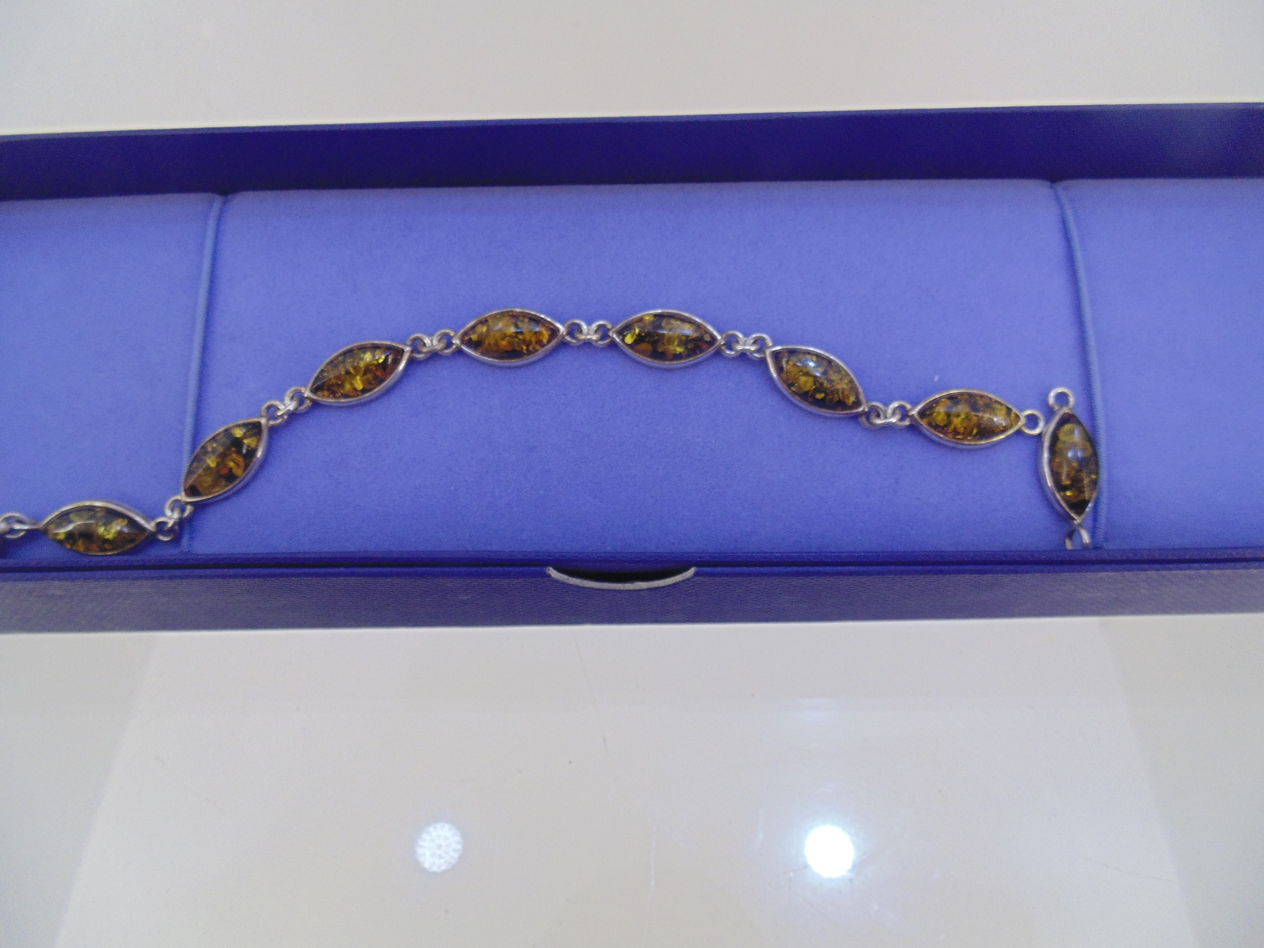 Silver And Amber Bracelet