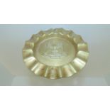 Brass Trench Art ash tray with insigniture Waterloo, Royal Scotts Greys