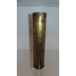 WW1 Trench art shell engraved USED 1914-18