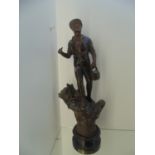 Spelter statue of a gardener L'Agriculture made in France (18" in height)