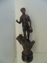 Spelter statue of a gardener L'Agriculture made in France (18" in height)