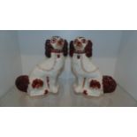 Large Staffordshire spaniel dogs, mantelpiece dogs