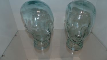 2 x Glass Mannequin heads
