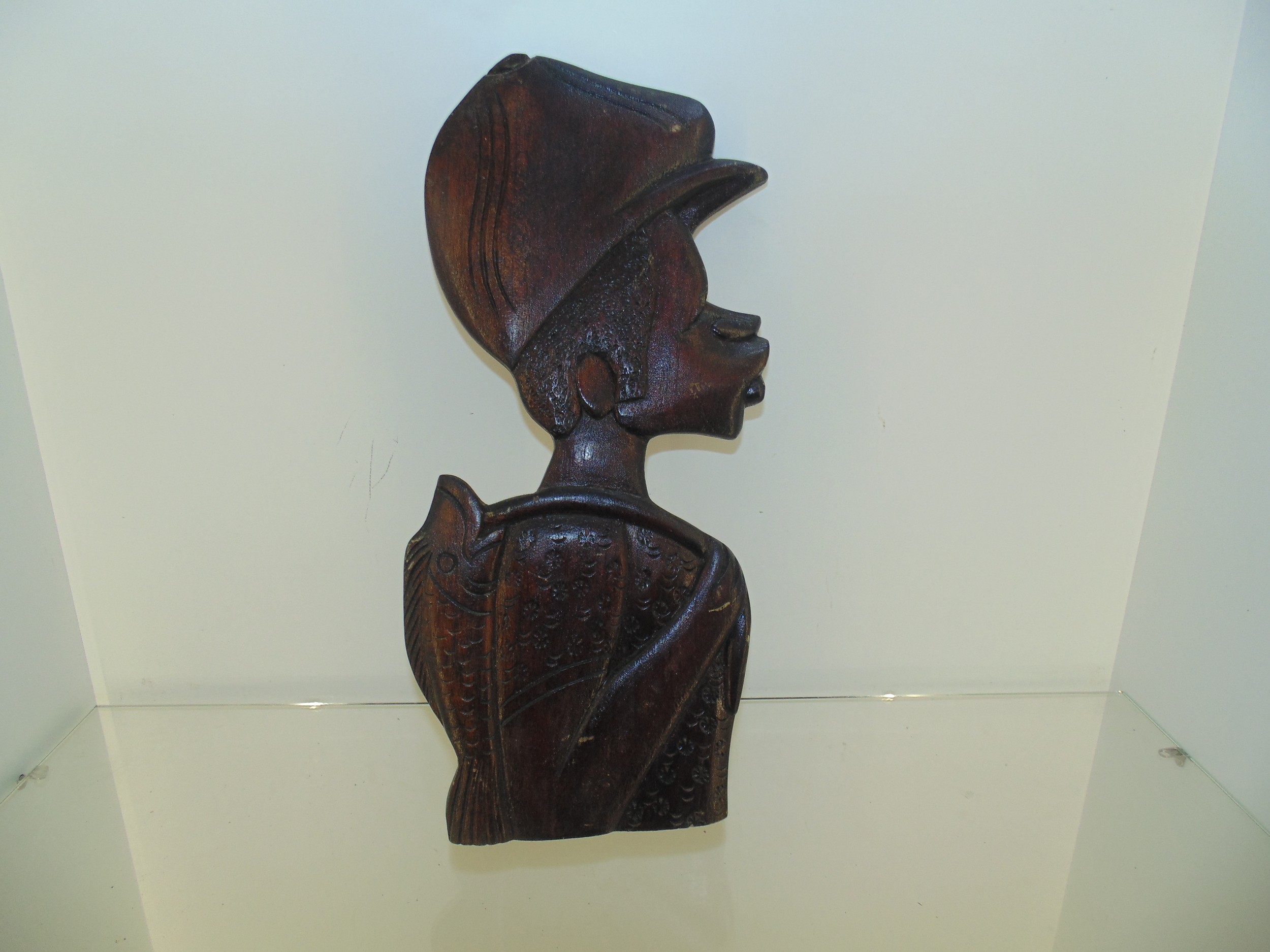 African tribal art wall plaque of an African boy