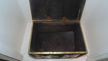Brass coal box depicting ships