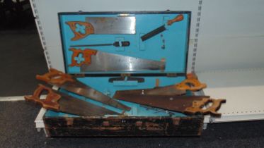Large selection of antique tools, Planers x 11, Drills x 5, saws x 7 and case