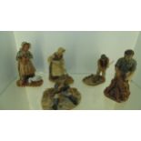 5 pieces of Rosemarie Cook pottery , figurines from the anglian potters