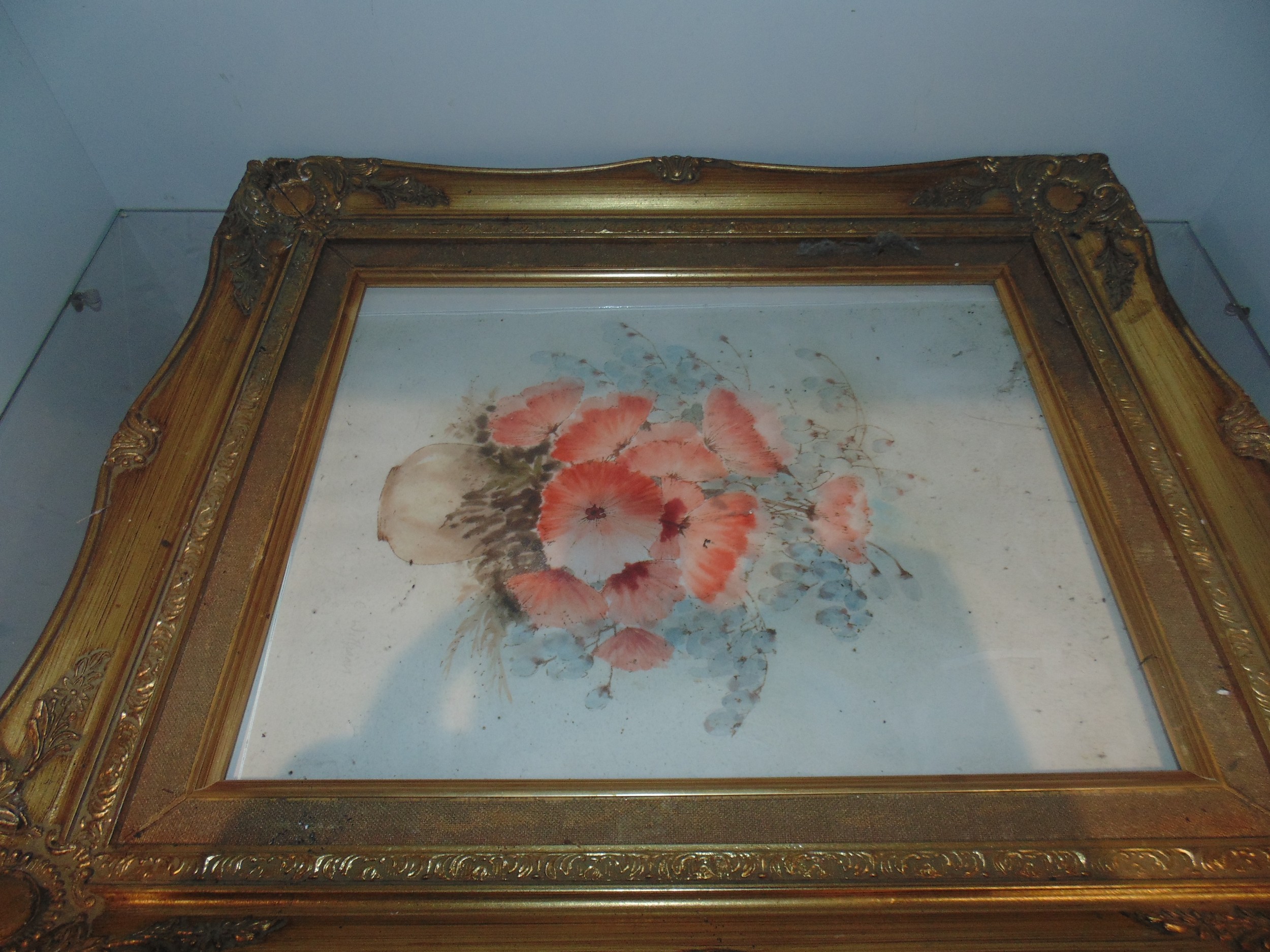 watercolour depicting poppies in a gilded frame signed C. Williams - Image 3 of 3