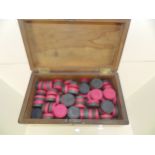 Draughts set in wooden box