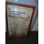 electricity at work poster in wooden frame