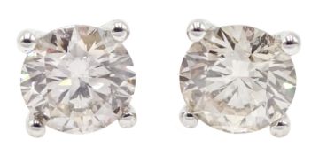 18ct white gold four claw solitaire diamond stud earrings