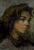 William Selby (British 1933-): Head and Shoulders Portrait of a Young Woman