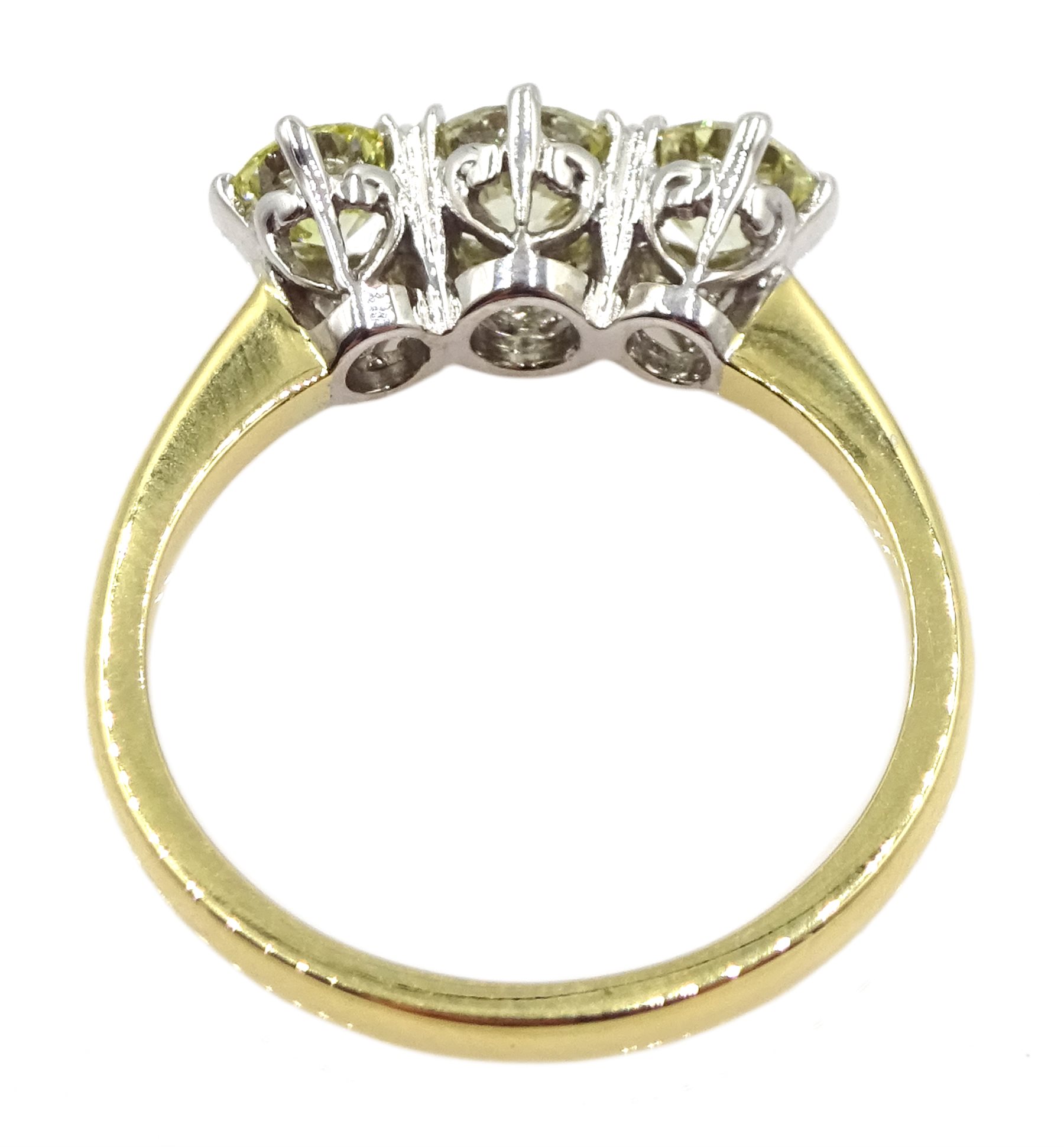 18ct white and yellow gold three stone diamond ring - Image 6 of 7