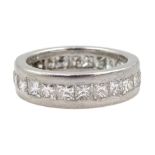 Platinum princess cut diamond full eternity ring