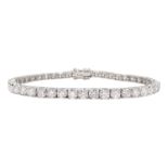 White gold round brilliant cut diamond line bracelet