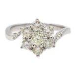 18ct white gold diamond cluster ring