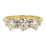 18ct white and yellow gold three stone diamond ring