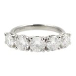 Platinum five stone round brilliant cut diamond ring