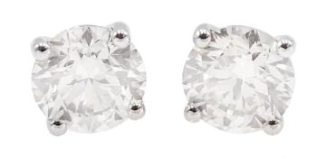 Pair of 18ct white gold round brilliant cut diamond stud earrings