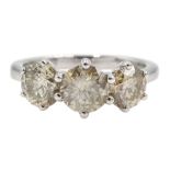 18ct white gold three stone round brilliant cut diamond ring