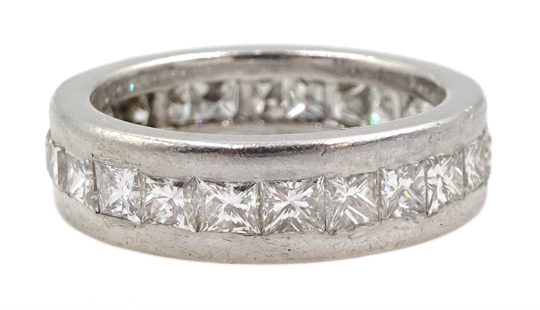 Platinum princess cut diamond full eternity ring