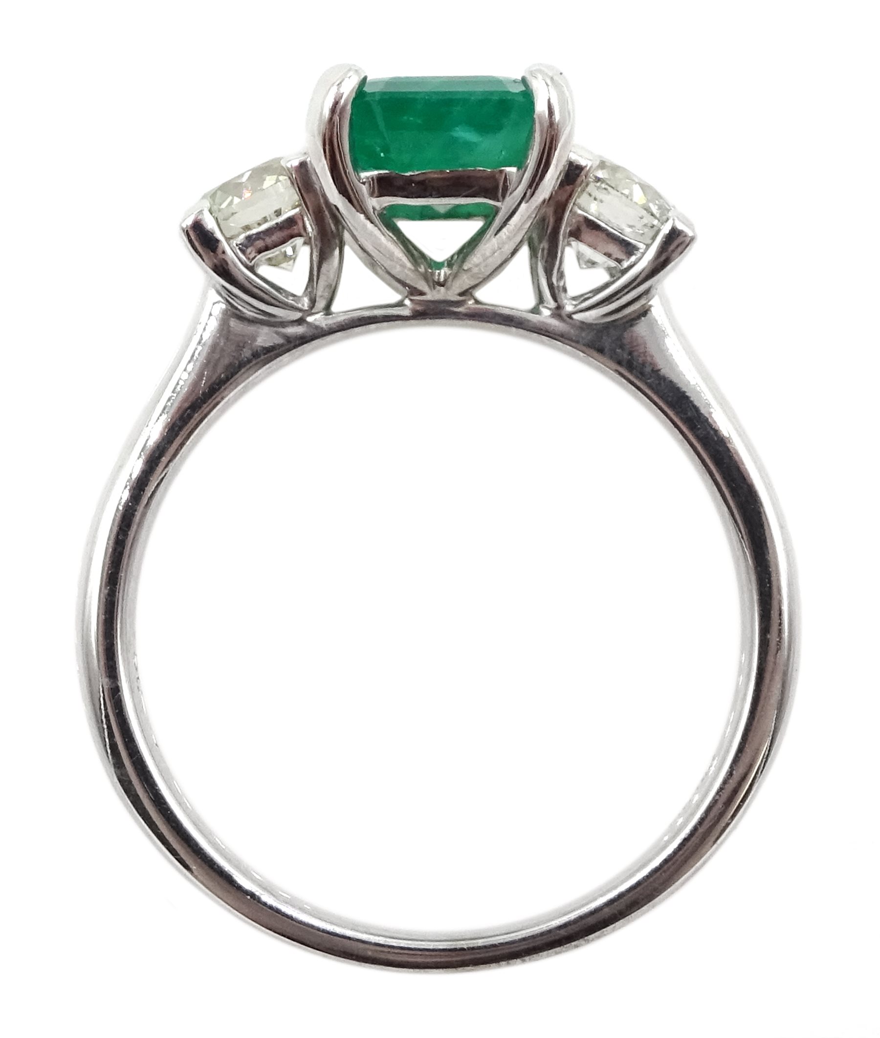 18ct white gold emerald and diamond three stone ring - Image 5 of 7