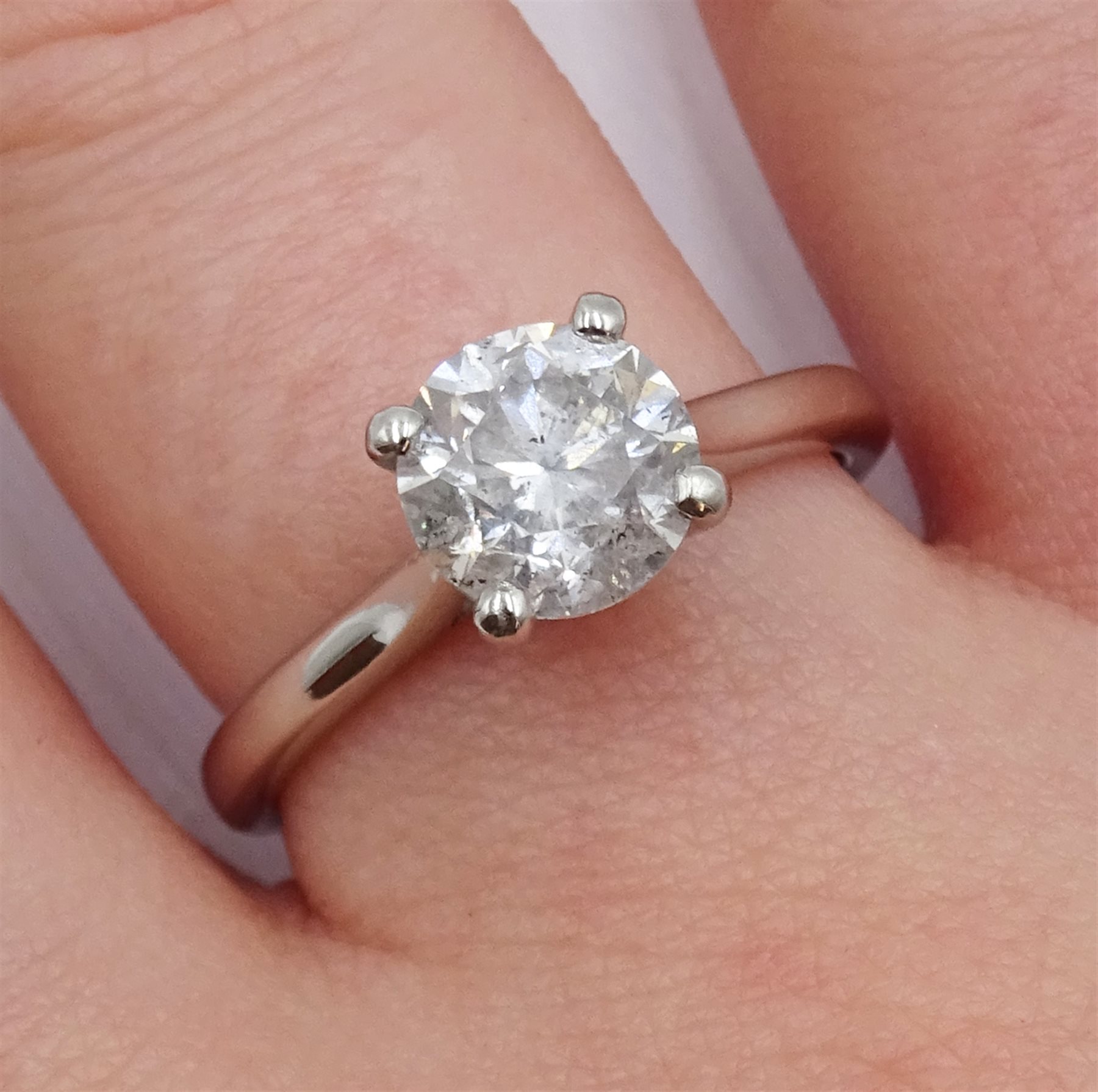 Platinum single stone diamond ring - Image 2 of 6