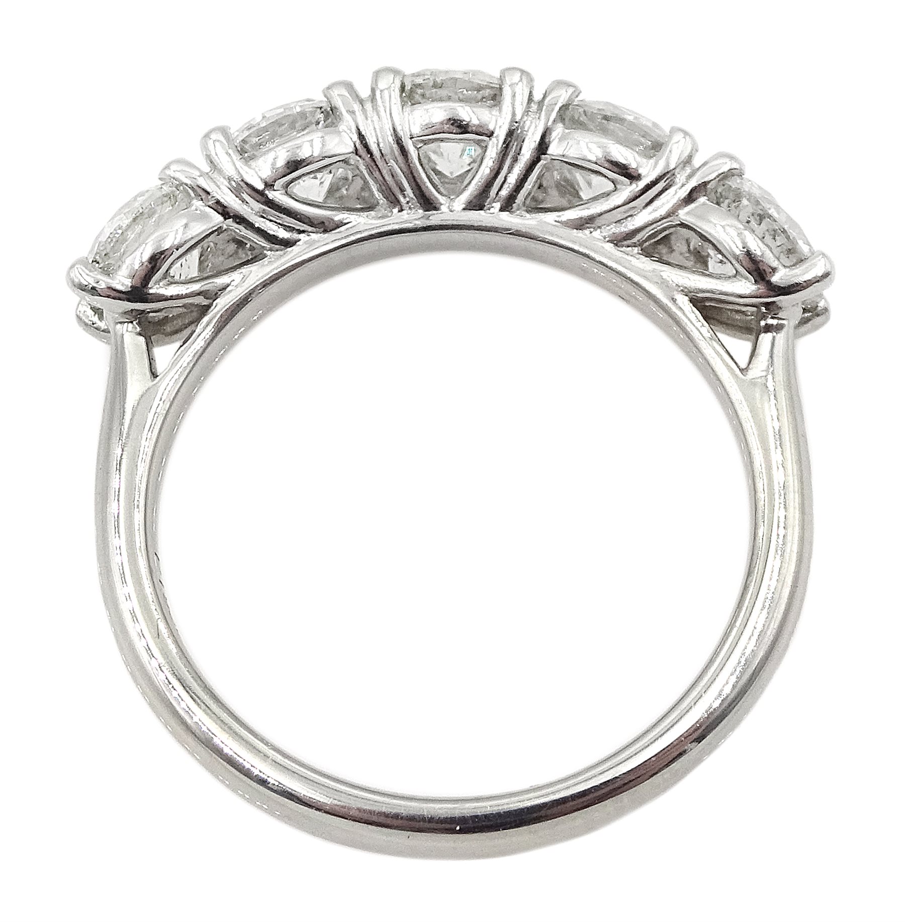 Platinum five stone round brilliant cut diamond ring - Image 5 of 5