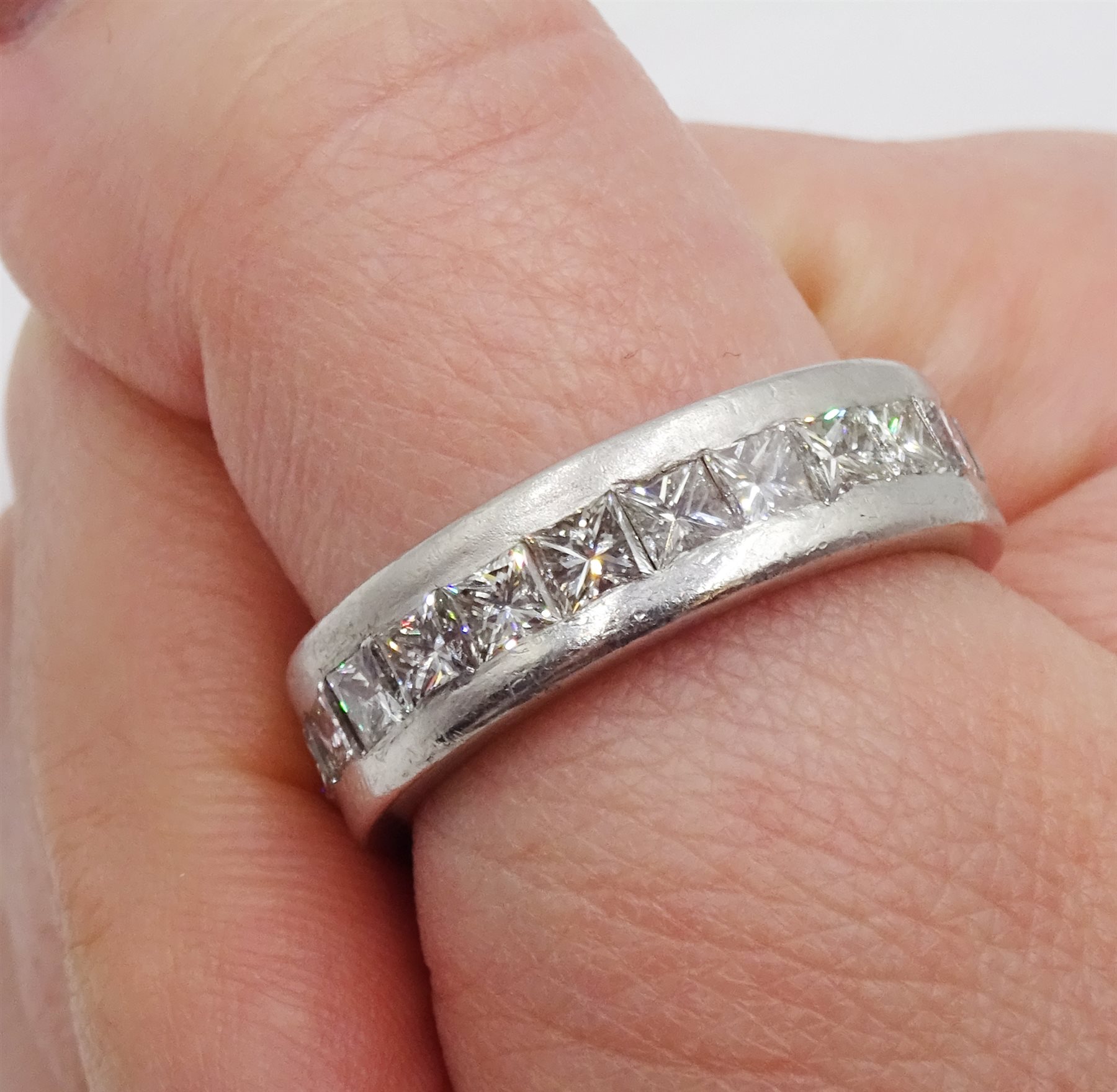 Platinum princess cut diamond full eternity ring - Image 2 of 3