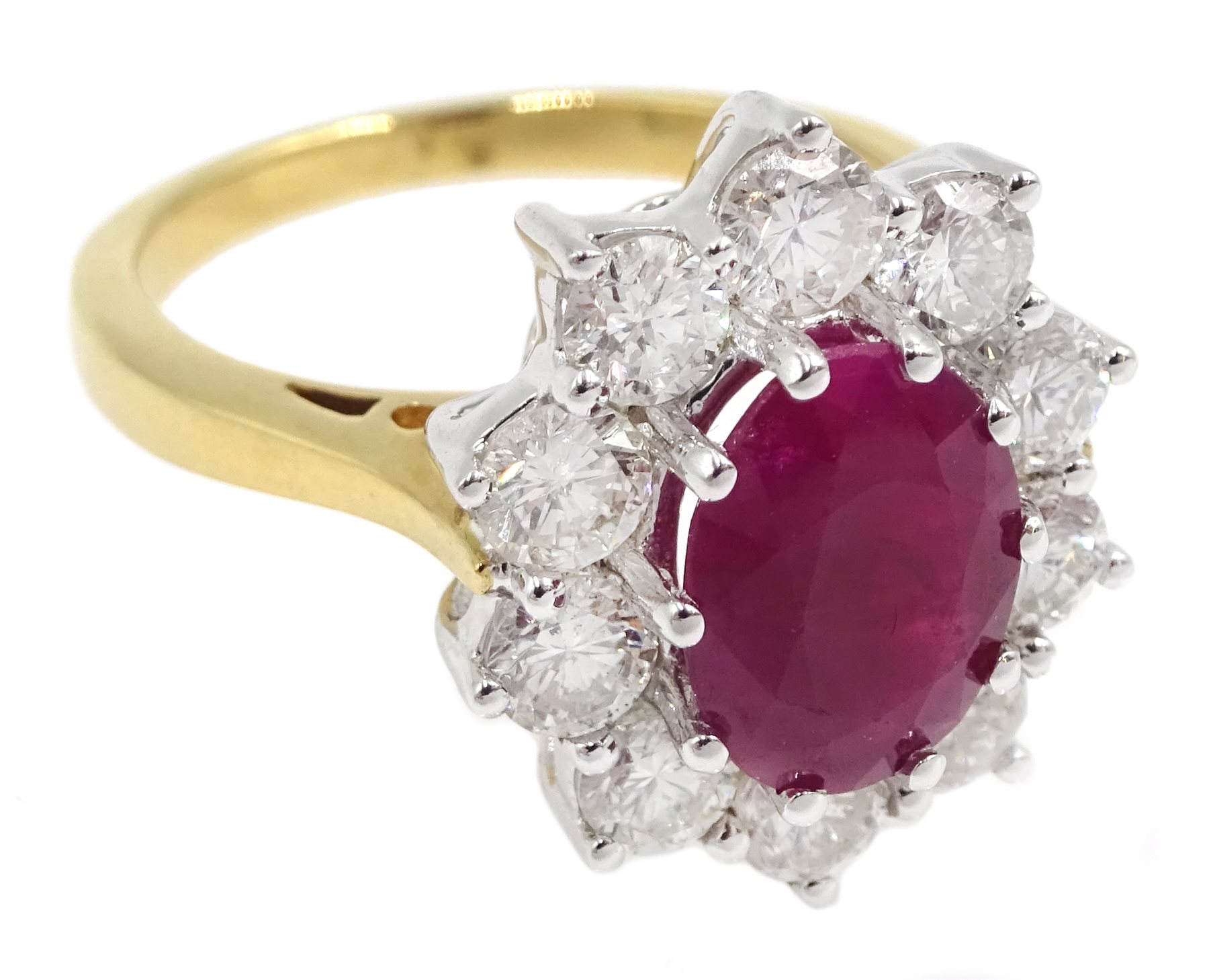 18ct gold ruby and diamond cluster ring - Image 3 of 6