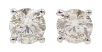 Pair of 18ct white gold brilliant cut diamond stud earrings