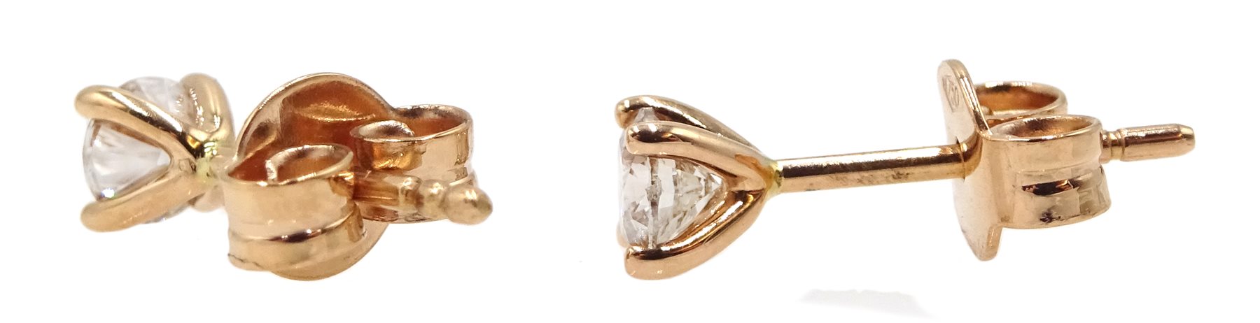 Pair of 18ct rose gold brilliant cut diamond stud earrings - Image 2 of 2
