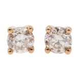 Pair of 18ct rose gold brilliant cut diamond stud earrings