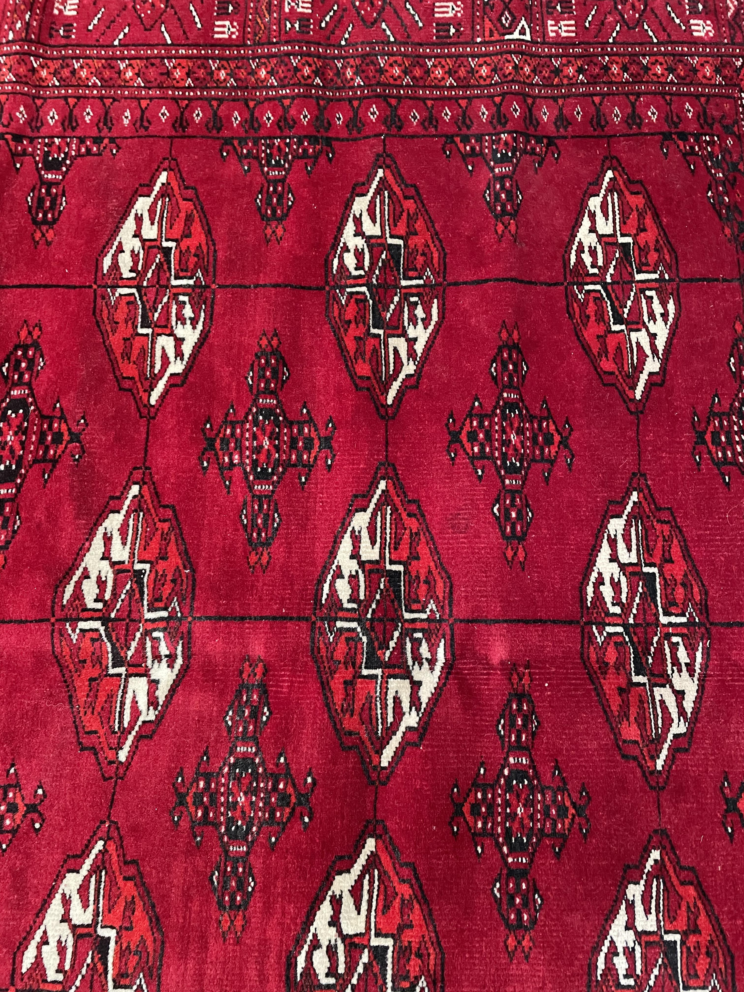 Turkman Bokhara red ground rug - Image 3 of 5