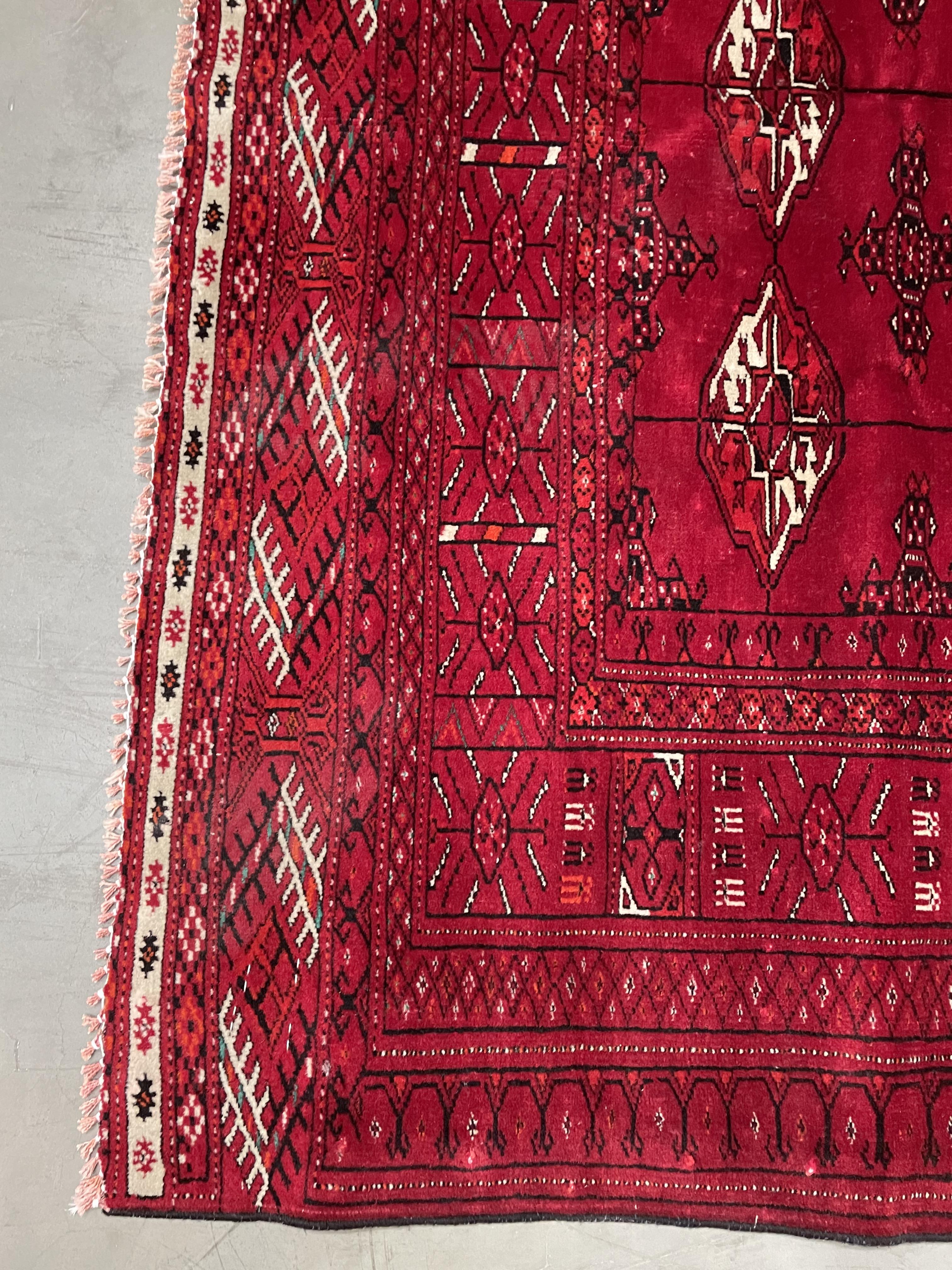 Turkman Bokhara red ground rug - Image 4 of 5