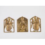 Drei Bronzeikonen: Christus umgeben von Erzengel Michael und Gabriel