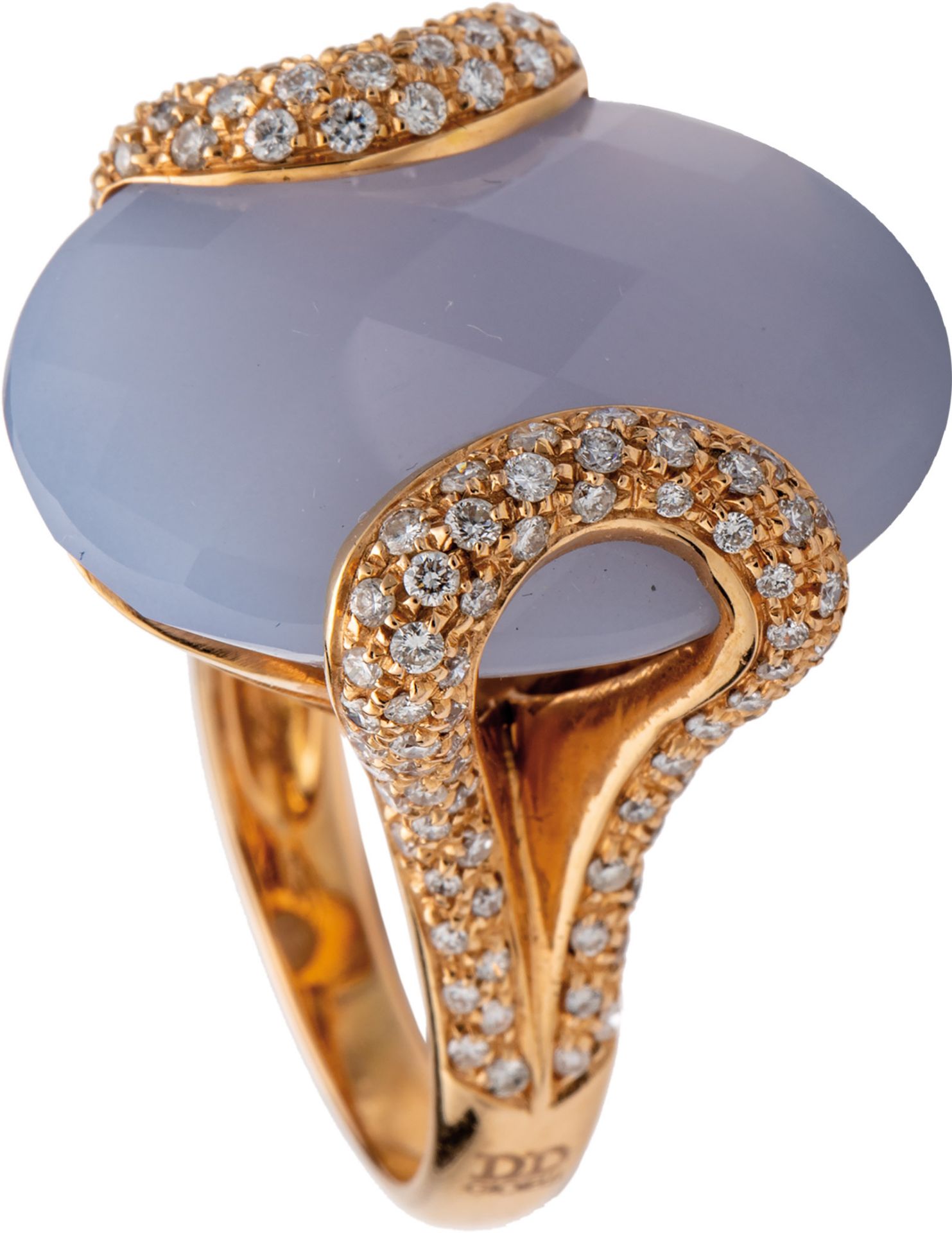 Chalcedon-Ring mit Brillanten