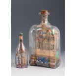 Zwei Flaschen mit Eingerichten (Klosterarbeit)