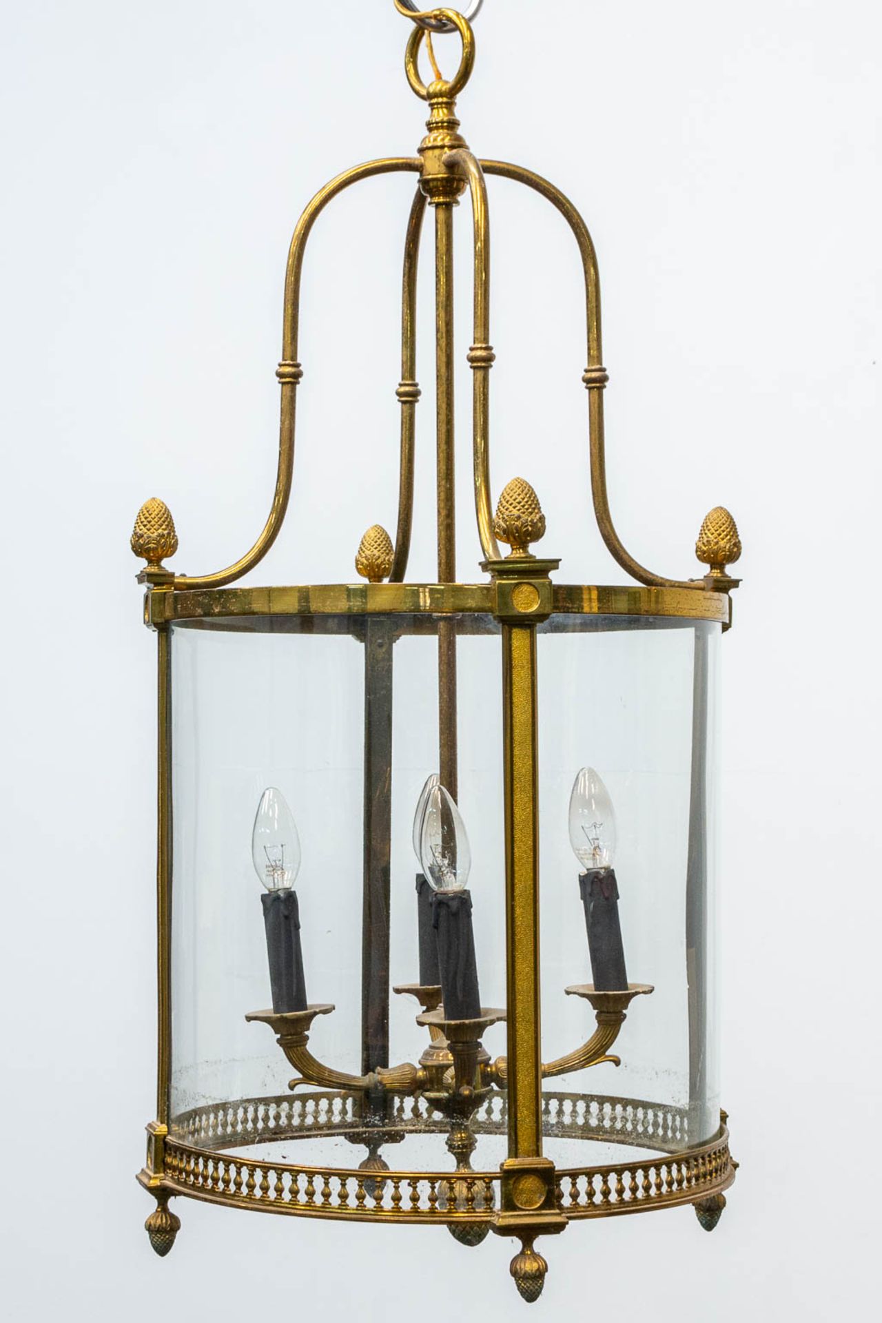 A bronze and curved glass Empire style hall light with 4 points of light. First half of 20th century - Image 5 of 12