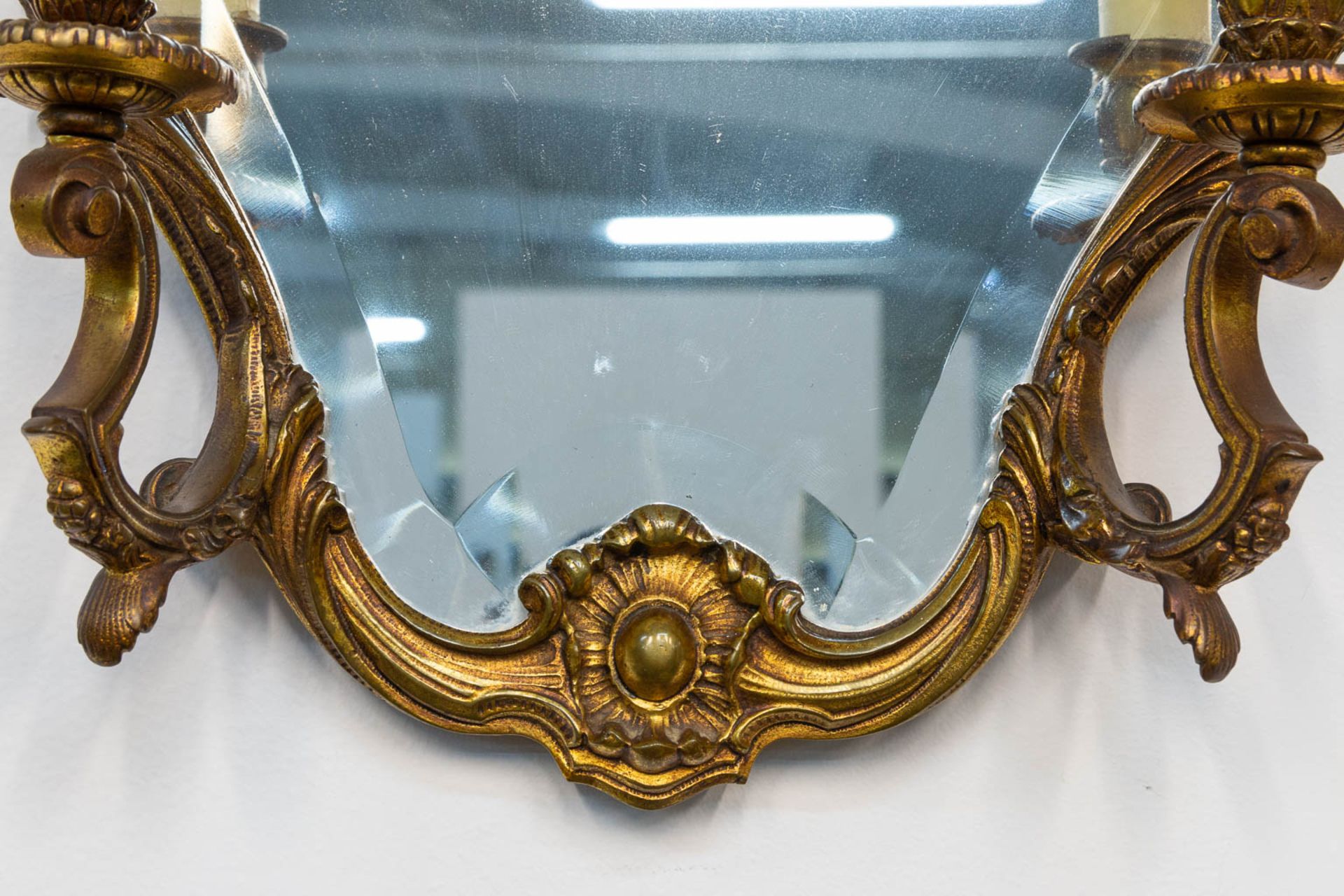 A pair of bronze hall lamps with mirrors. First half of 20th century. - Image 13 of 14