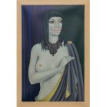 Félix LABISSE (1905-1982) Naked lady with drapes, Lithograph.