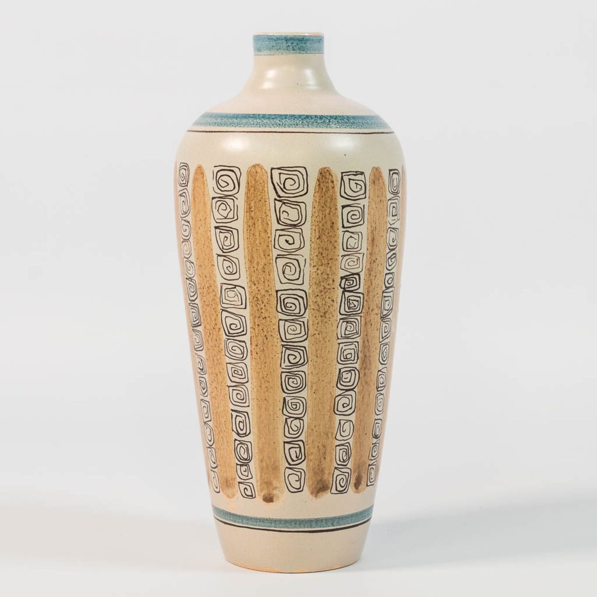 Rogier Joseph VANDEWEGHE (1923-2020) Early Perignem vase with hand-painted decor. 1950-1960. - Image 3 of 8