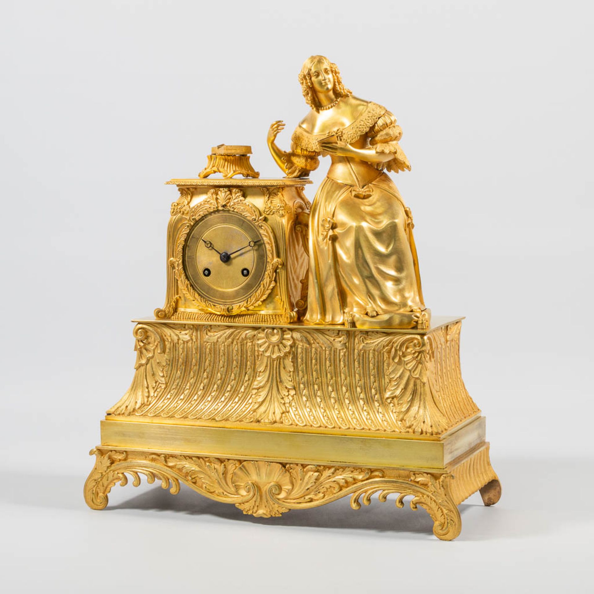 An Ormolu Bronze Mantle Clock with Romantic Scene, 'La Liseuze' - Bild 4 aus 19