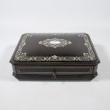 A game box with marquetry inlay, ebony and ivory, Napoleon 3.