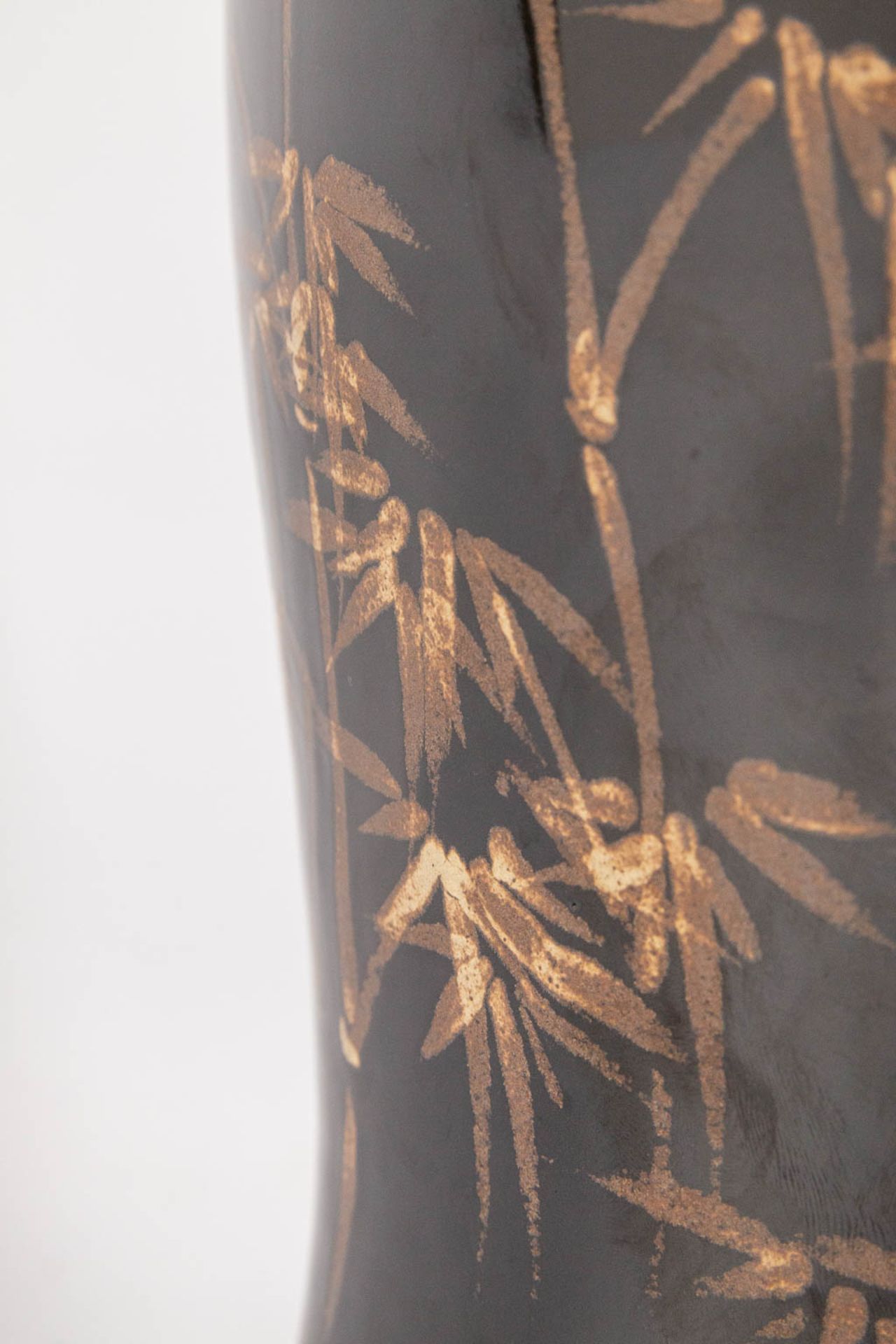 An Asian Vase with black and gold bamboo decor - Image 11 of 14