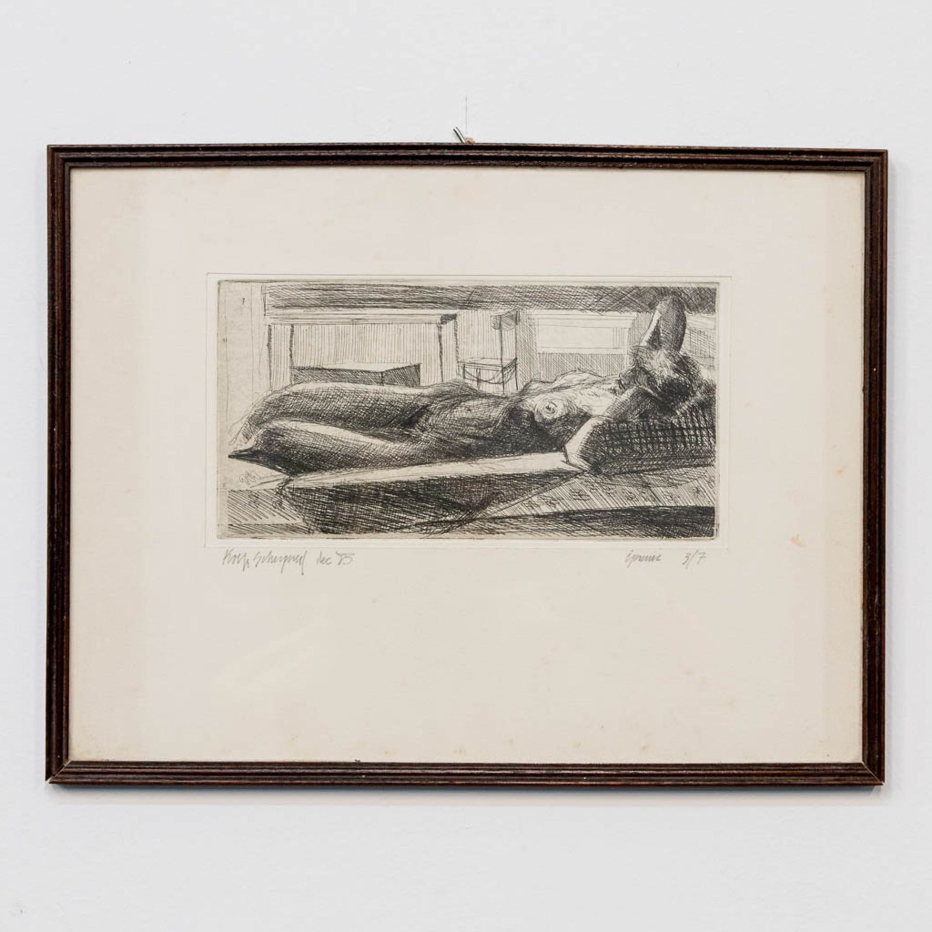 Koen SCHERPEREEL (1961-1997) an ethcing, lying naked, December 1983. 3/7.