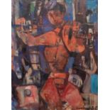 Constant LAMBRECHT (1915-1993) Violin player, oil on canvas