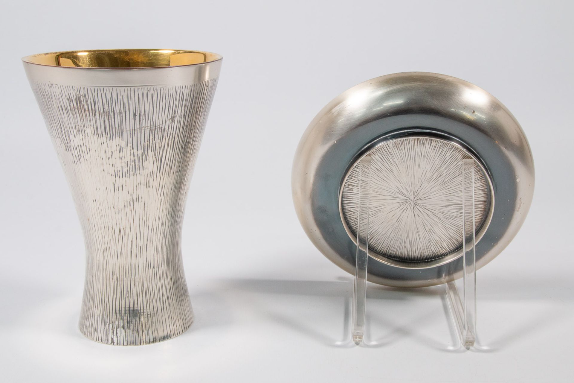 A chalice and paten in original chest, silver. - Bild 16 aus 23